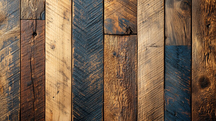 Poster - Rustic Wood Plank Background with Varied Textures and Shades of Brown and Black for Graphic Design