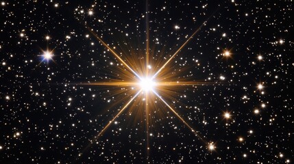 Aufkleber - Bright star shining in the dark sky with lens flare effect