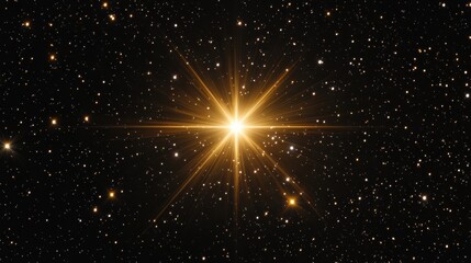 Aufkleber - Bright star shining in the dark space with lens flare and other stars