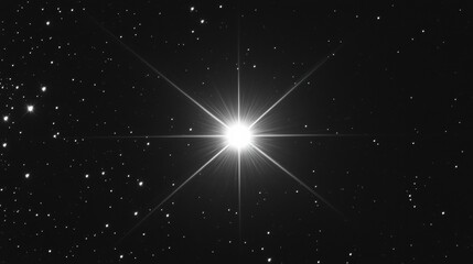 Wall Mural - Bright star shining in the dark space with lens flare effect
