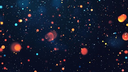 Poster - Glowing digital particles and pixel dots creating a dark abstract background