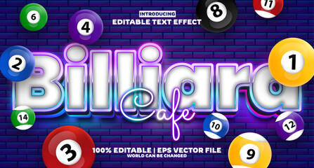 Poster - Billiard Cafe editable text effect in modern trend style