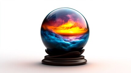 Sticker - Mystic Ocean Sunset: A Crystal Ball Prophecy