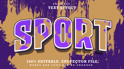 Fototapete - 3d Grunge Word Sport Editable Text Effect Design