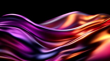 Wall Mural - Abstract Metallic Waves: A Symphony of Purple, Orange, and Gold