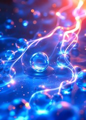Wall Mural - Background Bright blue background full of stars with starlight Space molecules