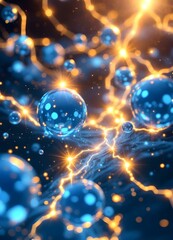 Wall Mural - Background Bright blue background full of stars with starlight Space molecules
