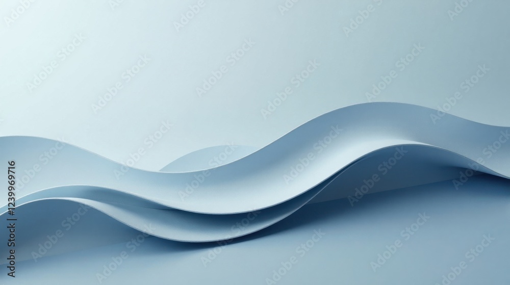 Serene Blue Abstract Waves A Minimalist Composition of Smooth, Undulating Forms on a Pastel Background