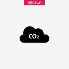 Wall Mural - co2, ecology, cloud icon. vector flat black simple trendy style illustration for web and app..eps