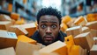 © Fridocha - Shocked man buried in boxes at warehouse