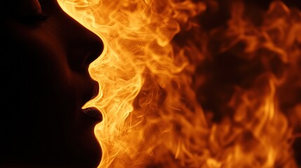 Poster - Fiery Embrace: A Silhouette of Passion Consumed by Flames.