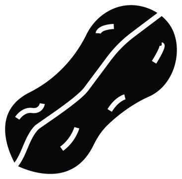 Black outlined peanut icon for fresh produce, farming, and healthy lifestyle themes with transparent background.