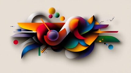 Wall Mural - Abstract Colorful Composition: A Symphony of Shapes and Hues