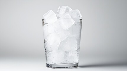 Wall Mural - Ice cubes in glass, cool drink, white background, refreshment