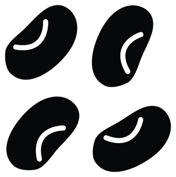 Flate beans icon in a minimalist design, symbolizing plant-based protein, legumes, and vegetarian food themes with transparent background.
