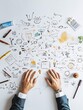 © Achirawee - A group of professionals engaged in a dynamic brainstorming session, sketching ideas on a whiteboard related to leadership and innovation.