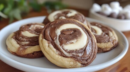 Wall Mural - Marshmallow Swirl Cookies on a plate