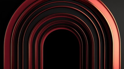 Wall Mural - Abstract Red and Black Archway: A Study in Geometric Elegance and Depth