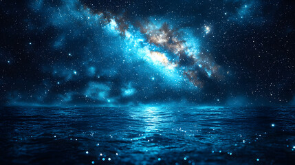 Wall Mural - celestial sea: a breathtaking view of the night sky, where the milky way galaxy's vibrant colors are