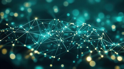 Poster - Abstract network connections with glowing nodes in dark space