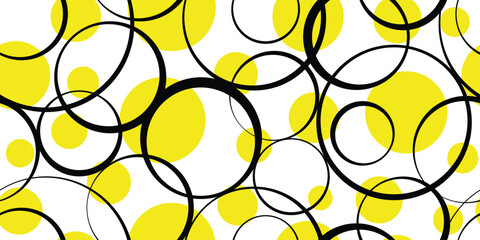 Wall Mural - Seamless patterns, rings of different sizes, black and yellow