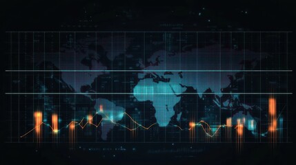 Poster - Global data visualization with graphs and world map background
