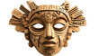 © ArtBox - Cardboard mayan mask exhibiting intricate traditional design on transparent background
