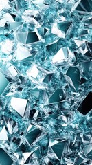 Poster - abstract icy shards with cool blue tones creating a modern and dynamic geometric pattern