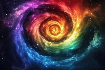 Wall Mural - vibrant spiral galaxy of rainbow hues dancing in cosmic darkness