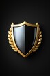 © haiqiang - a close up of a black shield with gold laurels on a black background