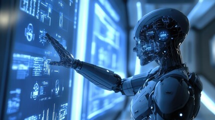 Poster - Robot Interacting with Futuristic Display in Digital Environment