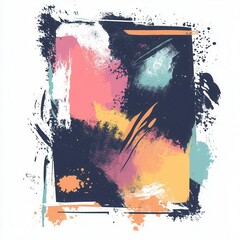 Poster - Abstract Shapes Wall Art Sign, artistic design featuring vibrant shapes on a transparent background for versatile decor applications