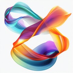 Poster - Vibrant gradient ribbons swirling in dynamic motion, showcasing a blend of colors on a transparent background
