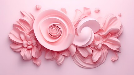 Soft romantic pink three dimensional love letters with a dreamy pastel swirl design  Modern abstract and minimalist background perfect for wallpapers decor and digital designs