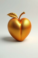 Wall Mural - there is a gold apple shaped like a heart on a white surface