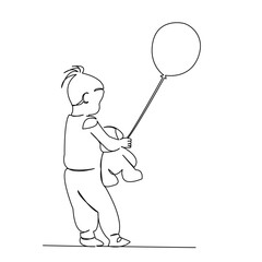 Wall Mural - One continuous single drawing line art flat doodle balloon, happy, girl, kid, baby, childhood. Isolated image hand draw contour on a white background
