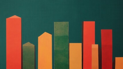 Poster - Bar Graph Illustration with Growth Indicators, showcasing data trends in a clear and engaging format, suitable for presentations and reports