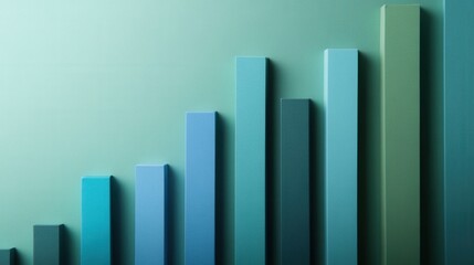 Poster - Stylized Bar Graph in Shades of Blue and Green, visually representing data trends with a clean, modern aesthetic and a professional layout