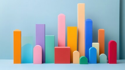 Poster - Minimalist Business Chart with Colorful Bar Graphs, sleek design, clear data presentation, engaging visuals, ideal for professional settings