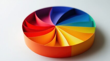 Poster - Vibrant layered paper pie chart showcasing data segments with rich colors and dynamic shadows for engaging visual representation