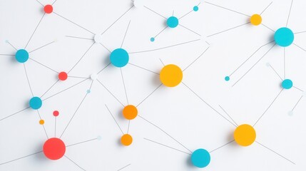 Poster - Innovative interconnected nodes business diagram, showcasing relationships and workflows in a dynamic paper-style design, ideal for presentations