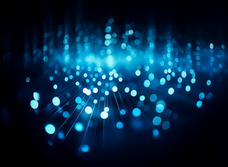 Wall Mural - abstract image of glowing blue particles, radiating outwards from a central point, creating a dynami