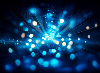 Wall Mural - abstract image of glowing blue particles and light streaks radiating outward, creating a dynamic and