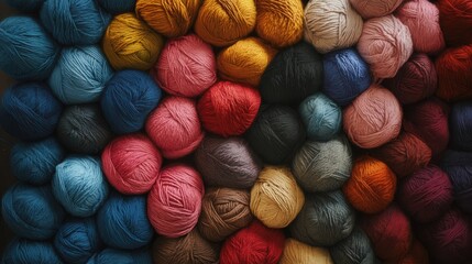 Poster - Vibrant Organic Yarn Collection, showcasing a variety of naturally dyed yarns in rich colors, perfect for eco-friendly crafting projects.