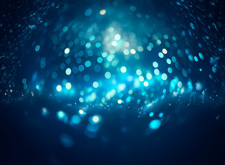 Wall Mural - abstract image of blue bokeh lights, creating a shimmering, ethereal effect. the dark background enh
