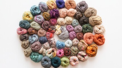 Poster - Colorful yarn skeins display a vibrant circular arrangement, showcasing a spectrum of textures and hues for crafting inspiration.
