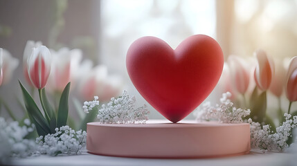 Wall Mural - Timeless Love A Delicate Floral Arrangement with a Velvety Heart