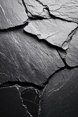 Poster - Abstract dark stone texture with rough surface and natural cracks in monochrome style
