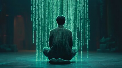 Leinwandbilder - a Korean or Japanese human figure integrated into the digital world