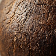 Poster - Close up of a textured brown surface with deep cracks and fissures creating a natural pattern